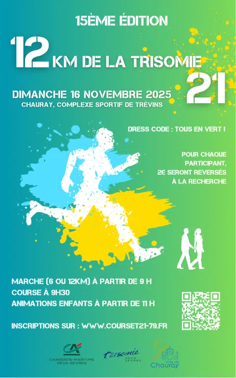 Dress code vert, marche (6 ou 12 km) à 9h, course à 9h30, animations enfants à 11h, inscriptions : courset21-79.fr - Agrandir l'image, fenêtre modale